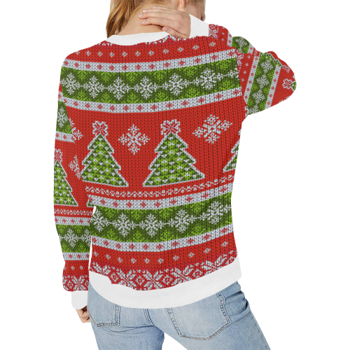 Christmas Knit Women's Rib Cuff Crew Neck Sweatshirt (Model H34)