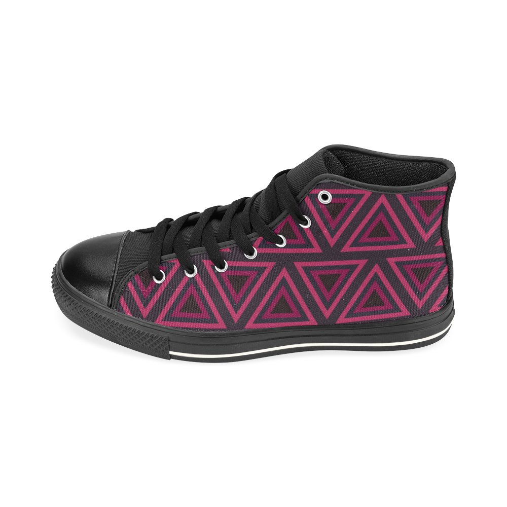 Tribal Ethnic Triangles High Top Canvas Shoes for Kid (Model 017)