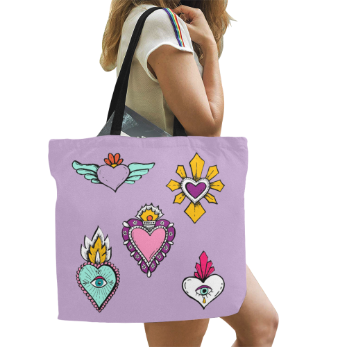 SACRED HEART - EX VOTO - Multicolor All Over Print Canvas Tote Bag/Large (Model 1699)