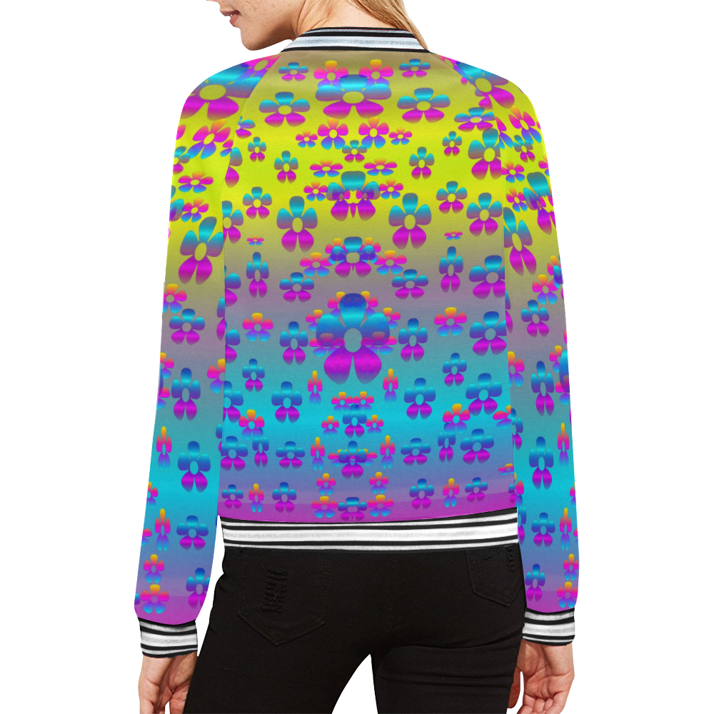 flowers in the most beautiful sunshine All Over Print Bomber Jacket for Women (Model H21)