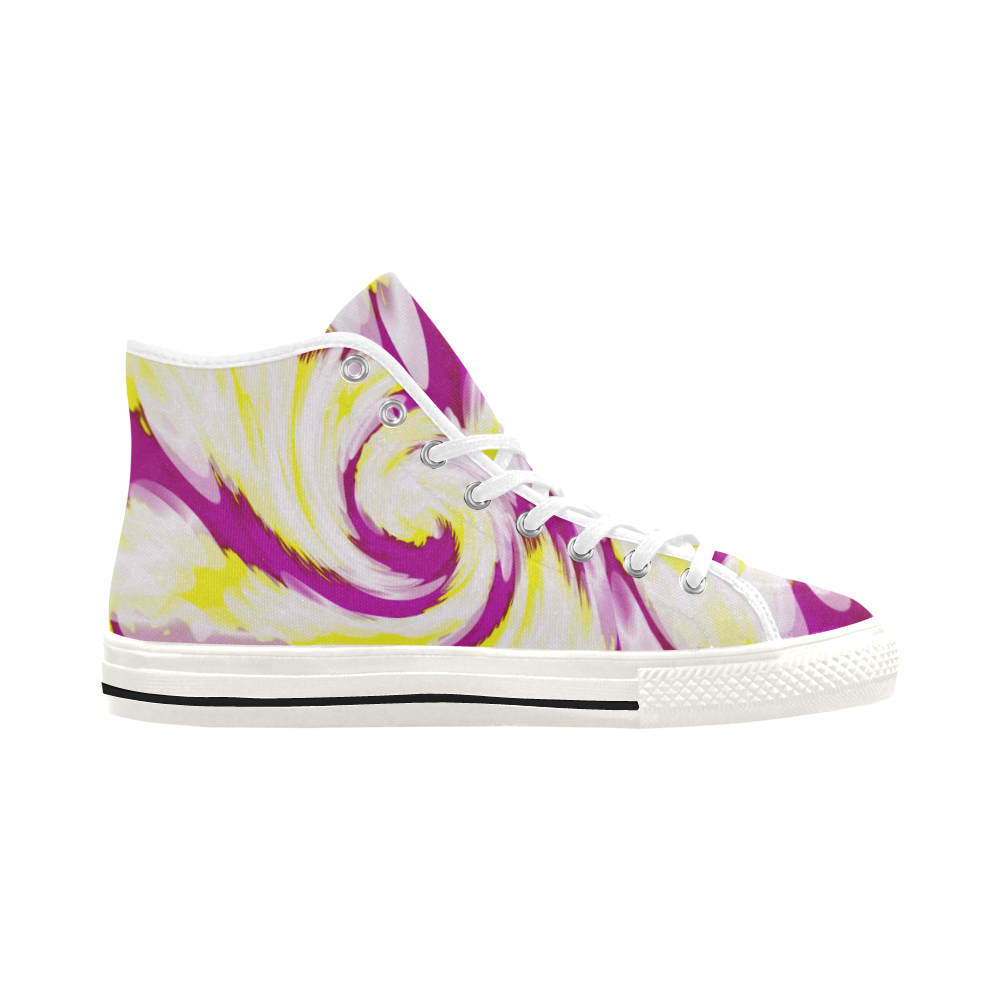 Pink Yellow Tie Dye Swirl Abstract Vancouver H Men's Canvas Shoes/Large (1013-1)