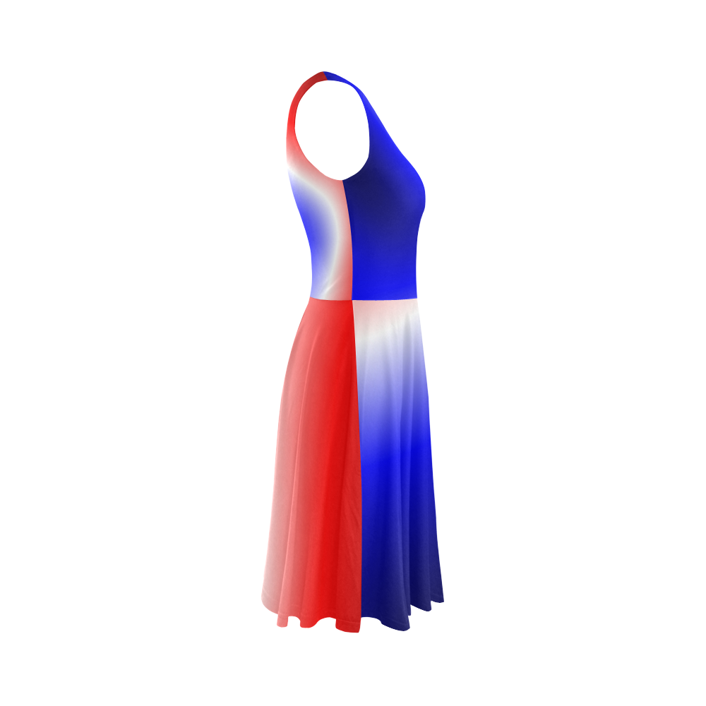 Blue red glow Sleeveless Ice Skater Dress (D19)