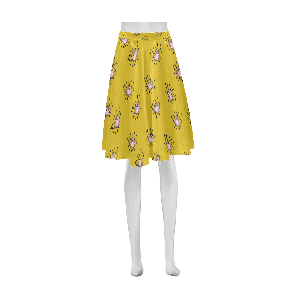 zodiac bat pink yellow Athena Women's Short Skirt (Model D15)
