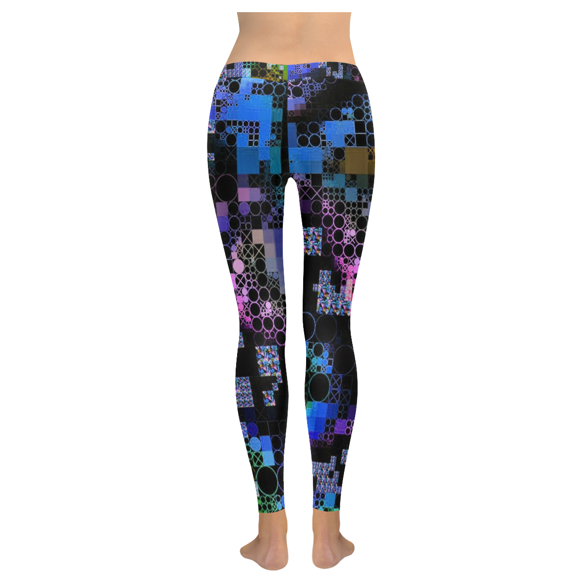 funny mix of shapes 1B by JamColors Women's Low Rise Leggings (Invisible Stitch) (Model L05)