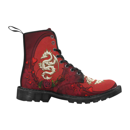 The dragon with roses Martin Boots for Men (Black) (Model 1203H)
