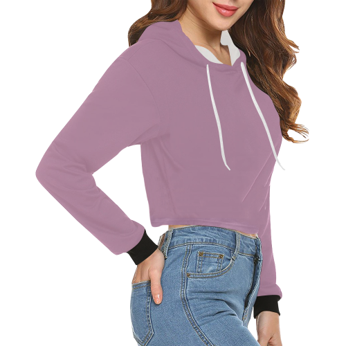 color mauve All Over Print Crop Hoodie for Women (Model H22)
