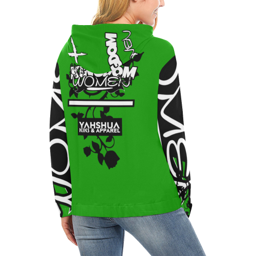 Neon Green All Over Print Hoodie for Women (USA Size) (Model H13)