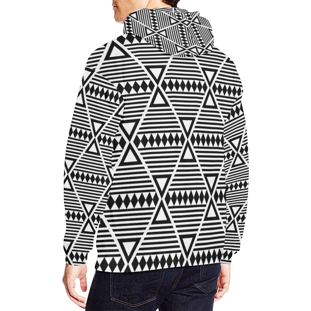 Black Aztec Tribal All Over Print Hoodie for Men (USA Size) (Model H13)