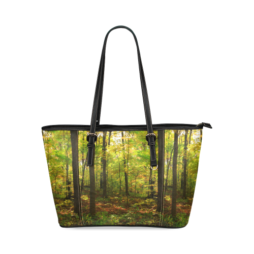 Maple Forest Leather Tote Bag/Large (Model 1640)