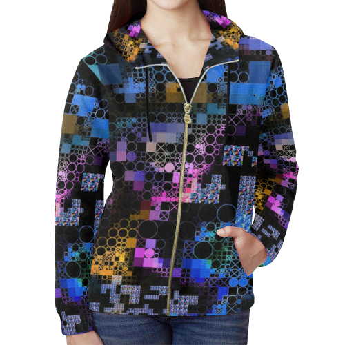 funny mix of shapes 1B by JamColors All Over Print Full Zip Hoodie for Women (Model H14)