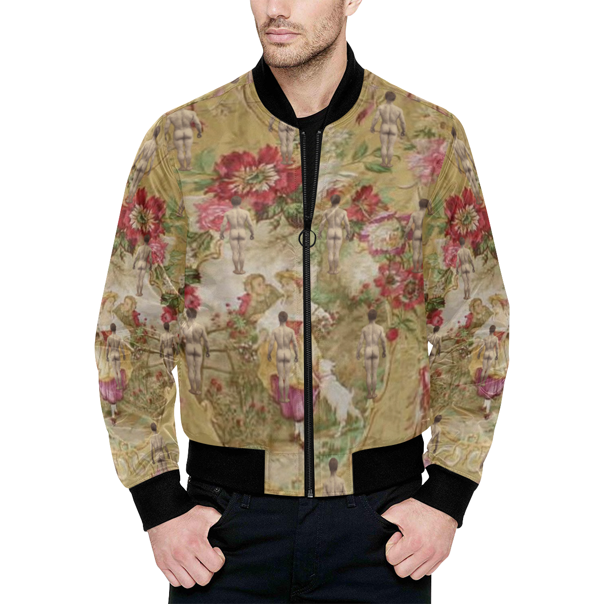 The Great Outdoors All Over Print Quilted Bomber Jacket for Men (Model H33)