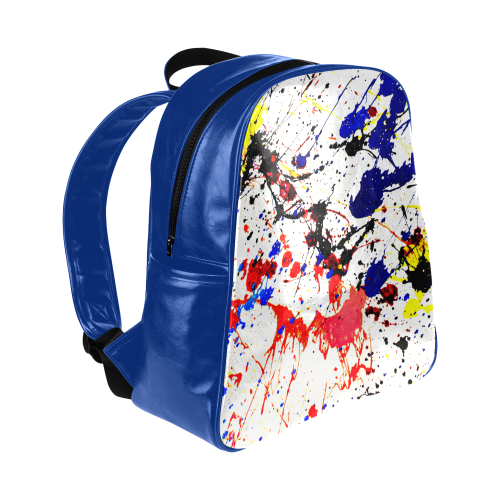 Blue & Red Paint Splatter (Blue) Multi-Pockets Backpack (Model 1636)
