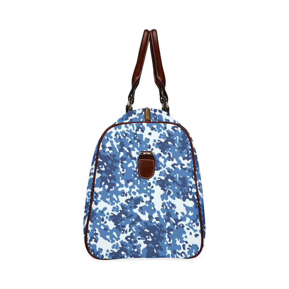 Digital Blue Camouflage Waterproof Travel Bag/Large (Model 1639)