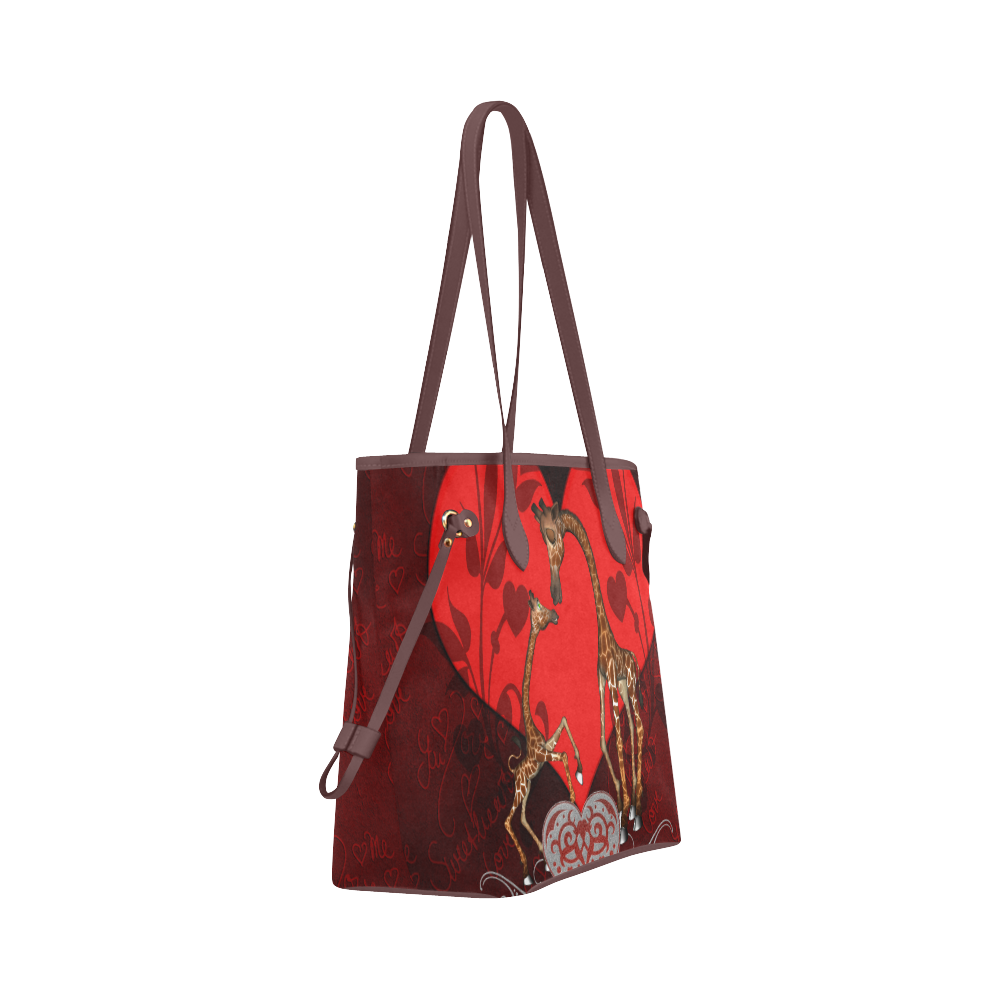 Giraffe mum with baby Clover Canvas Tote Bag (Model 1661)