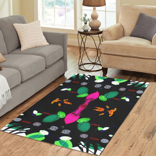 graffiti designs green and pink area rug Area Rug 5'3''x4'