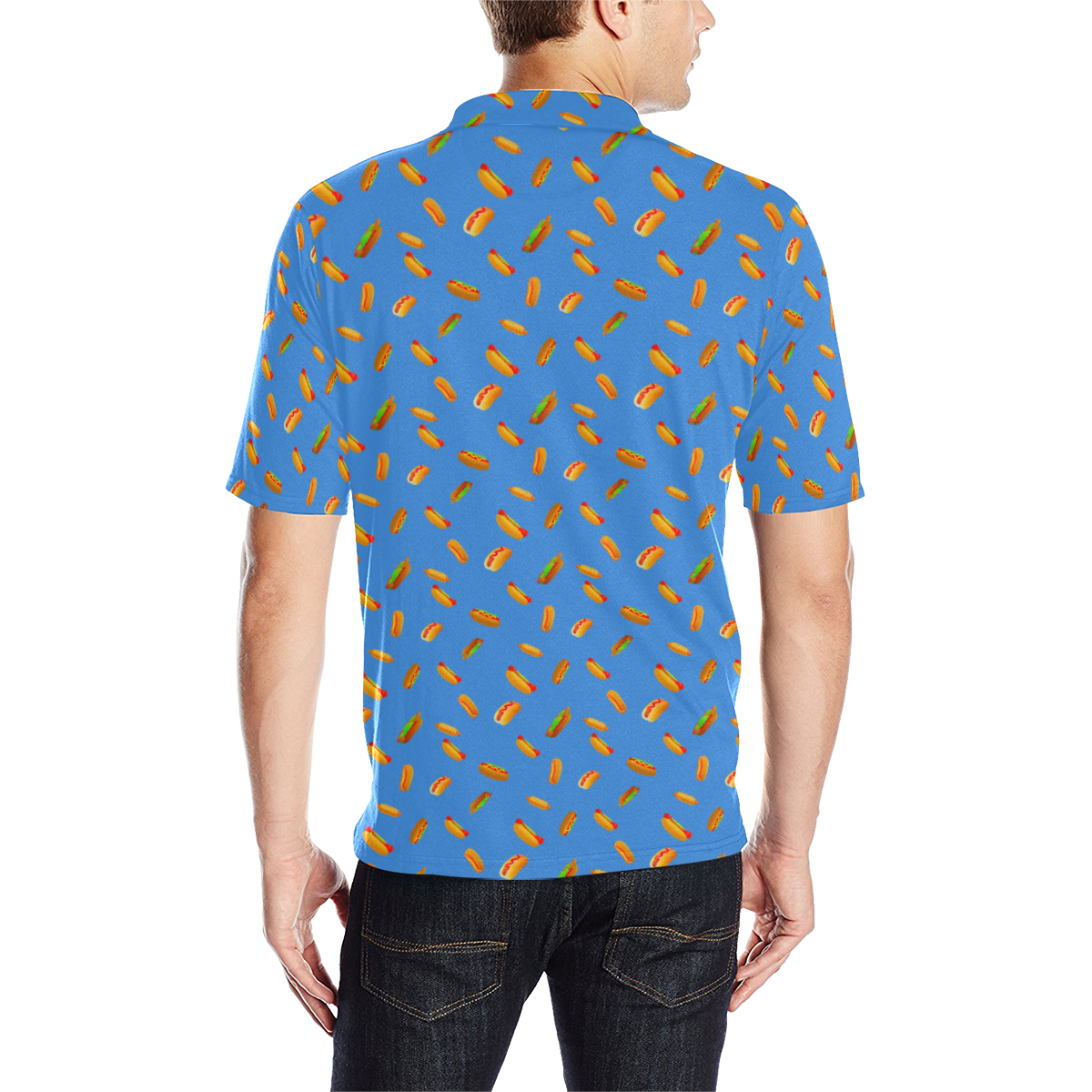 Hot Dog Pattern Men's All Over Print Polo Shirt (Model T55)