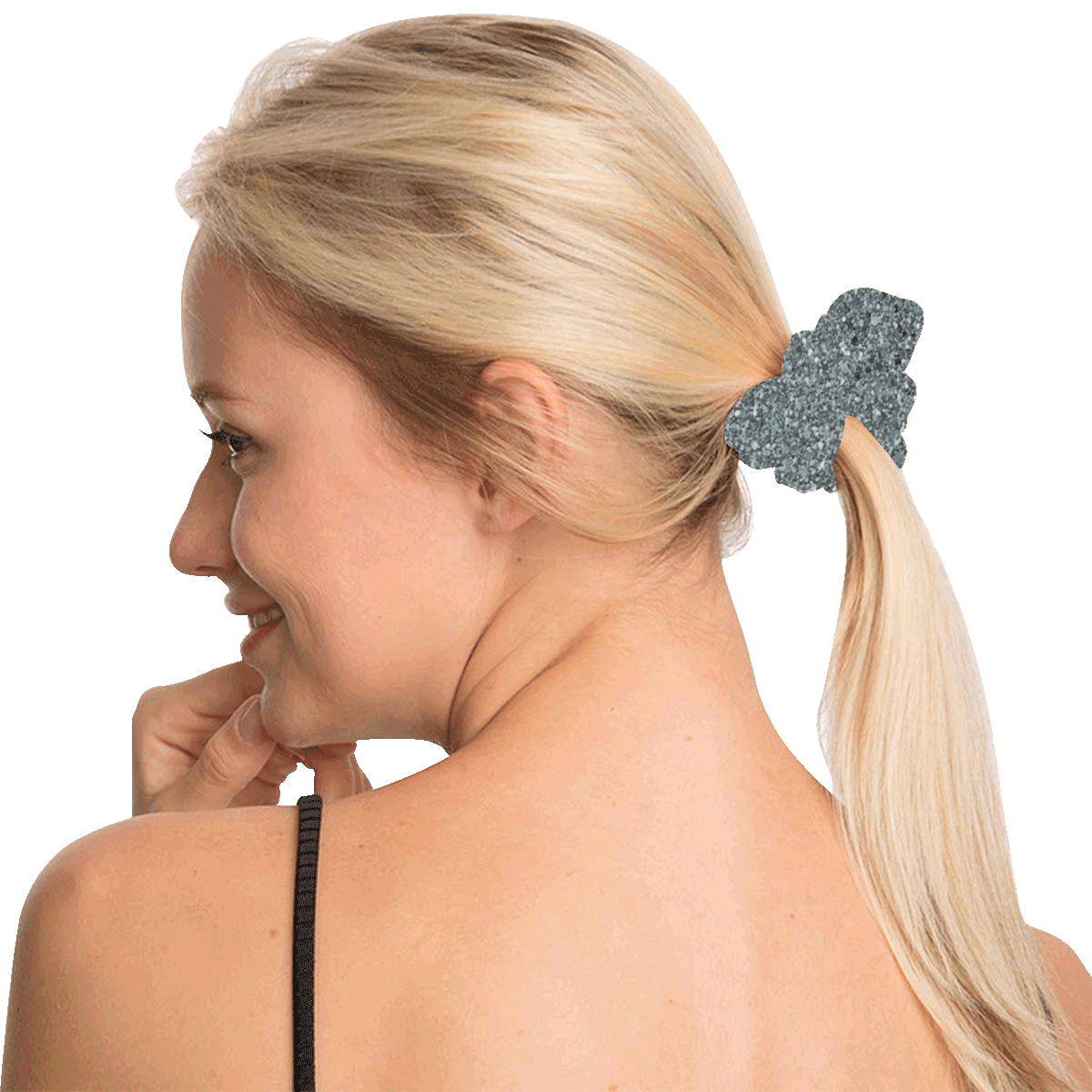 Silver Glitter All Over Print Hair Scrunchie