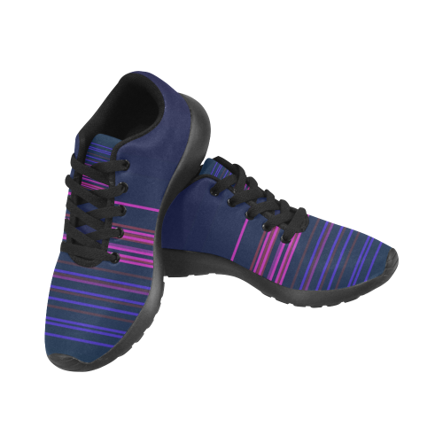 Blue with pink design lines Men’s Running Shoes (Model 020)
