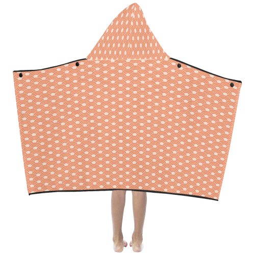 Living Coral Color Scales Pattern Kids' Hooded Bath Towels