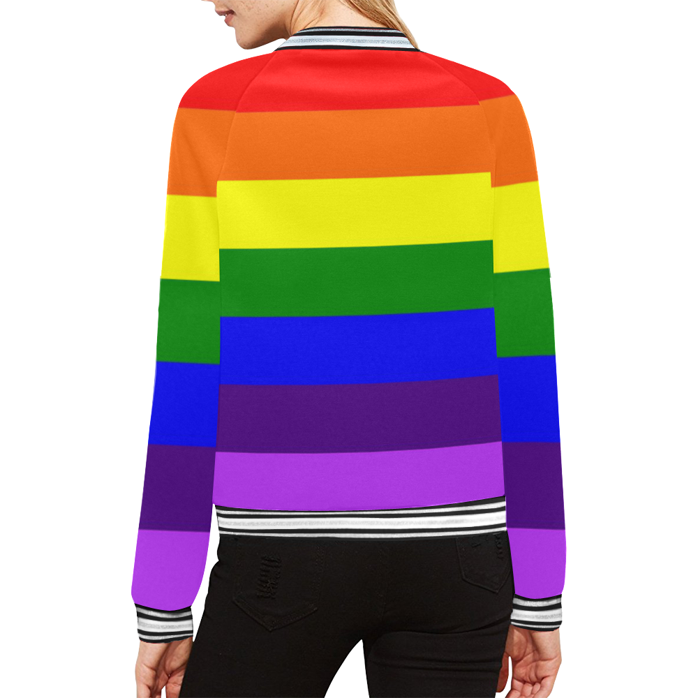 Rainbow Flag (Gay Pride - LGBTQIA+) All Over Print Bomber Jacket for Women (Model H21)