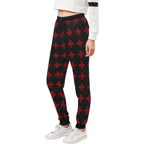 Punk Rock Style Red Crosses Pattern Design Unisex All Over Print Sweatpants (Model L11)
