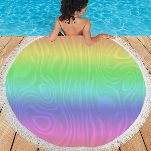 Groovy Pastel Rainbow Circular Beach Shawl 59"x 59"