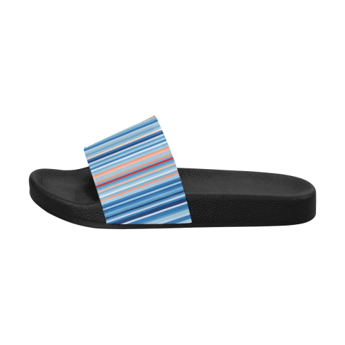 Blue and coral stripe 1 Men's Slide Sandals (Model 057)