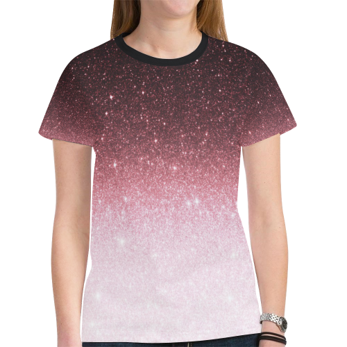 rose gold Glitter gradient New All Over Print T-shirt for Women (Model T45)