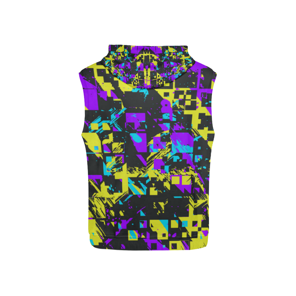 Purple yelllow squares All Over Print Sleeveless Hoodie for Kid (Model H15)