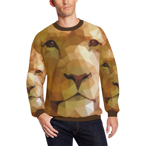Polymetric Lion Men's Oversized Fleece Crew Sweatshirt (Model H18)