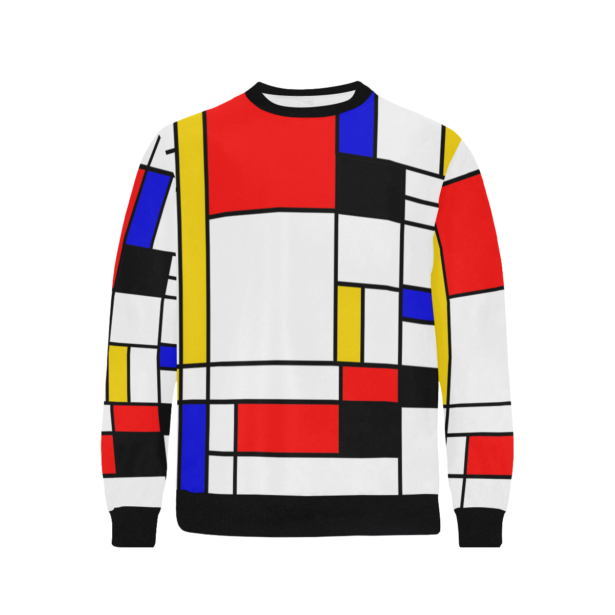 Bauhouse Composition Mondrian Style Men's Rib Cuff Crew Neck Sweatshirt (Model H34)