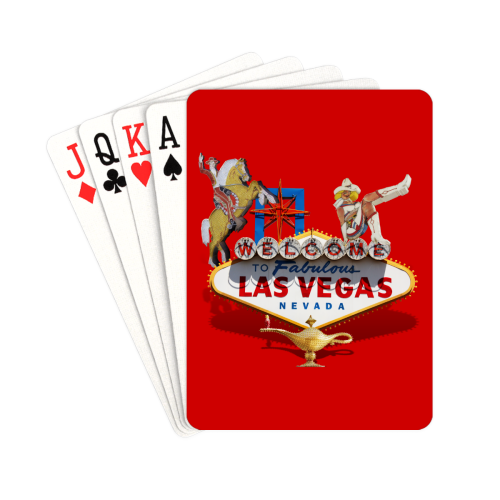 Las Vegas Welcome Sign on Red Playing Cards 2.5"x3.5"