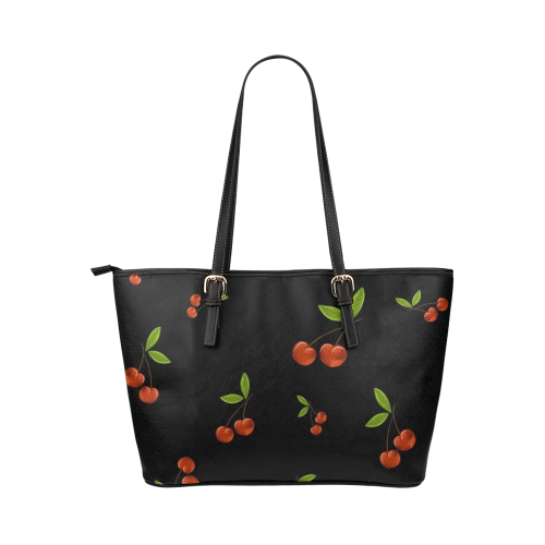 Cherries Leather Tote Bag/Small (Model 1651)