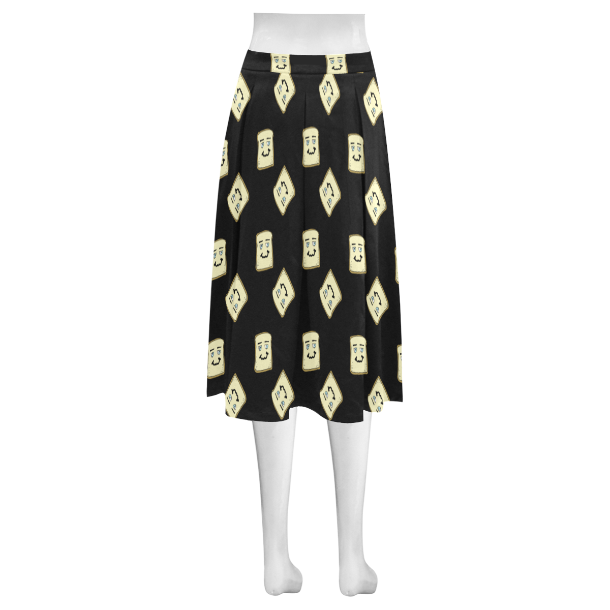 happy toast black Mnemosyne Women's Crepe Skirt (Model D16)