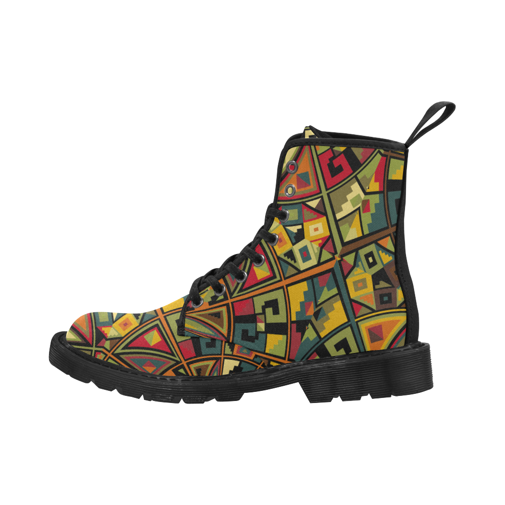 African background pattern Martin Boots for Men (Black) (Model 1203H)