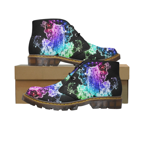 Colorful owl Men's Canvas Chukka Boots (Model 2402-1)