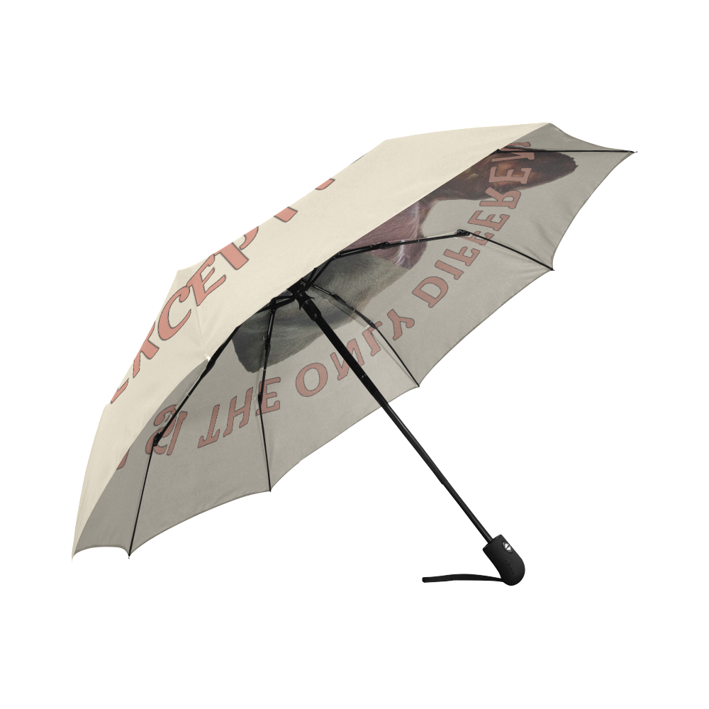 Vegan Cow and Dog Design with Slogan Auto-Foldable Umbrella (Model U04)