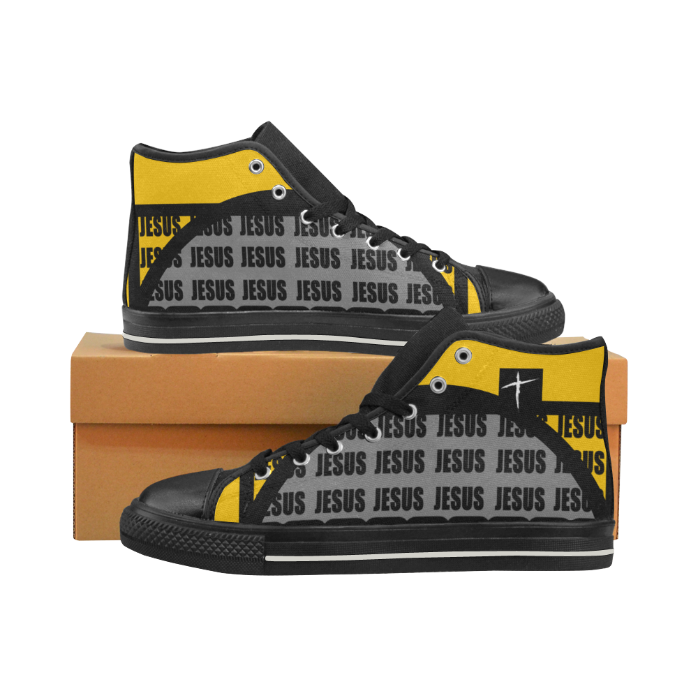 Yellow Women's Classic High Top Canvas Shoes (Model 017)