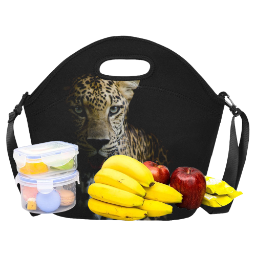 close up Leopard Portrait Neoprene Lunch Bag/Large (Model 1669)