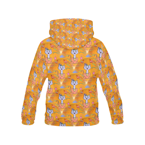 Cat Popart Fun by Nico Bielow All Over Print Hoodie for Women (USA Size) (Model H13)