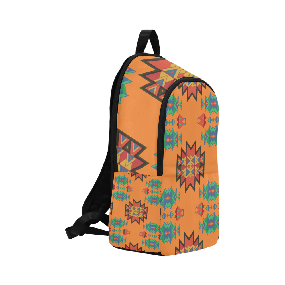 Misc shapes on an orange background Fabric Backpack for Adult (Model 1659)