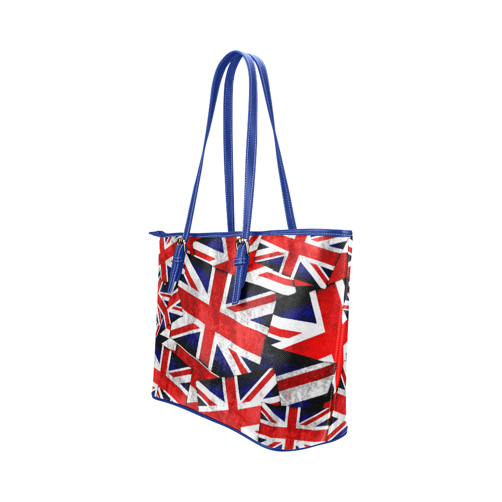 Union Jack British UK Flag - Blue Leather Tote Bag/Small (Model 1651)