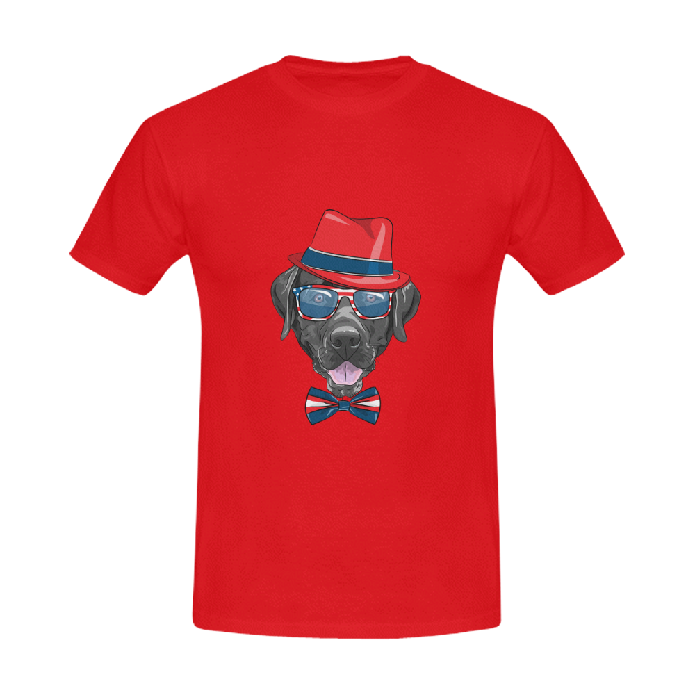 dog in a hat Men's T-Shirt in USA Size (Front Printing Only)