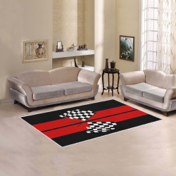 Checkered Flags, Race Car Stripe Black and Red Area Rug 5'x3'3''