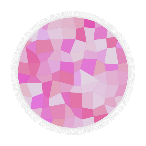 Bright Pink Mosaic Circular Beach Shawl 59"x 59"