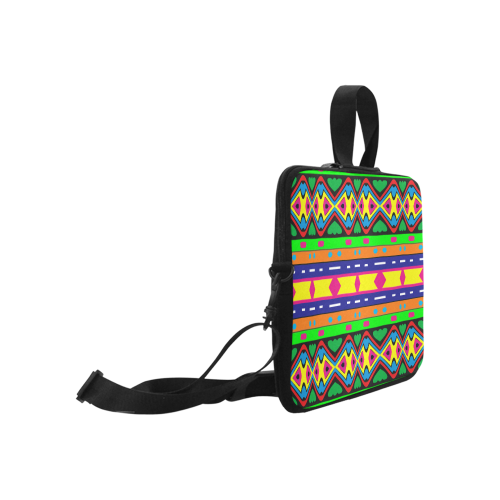 Distorted colorful shapes and stripes Laptop Handbags 17"