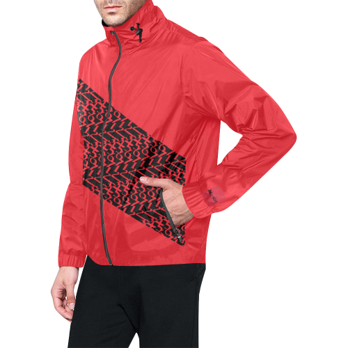 NUMBERS Collection 1234567 "Flag" Reverse Cherr Red/Black Unisex All Over Print Windbreaker (Model H23)