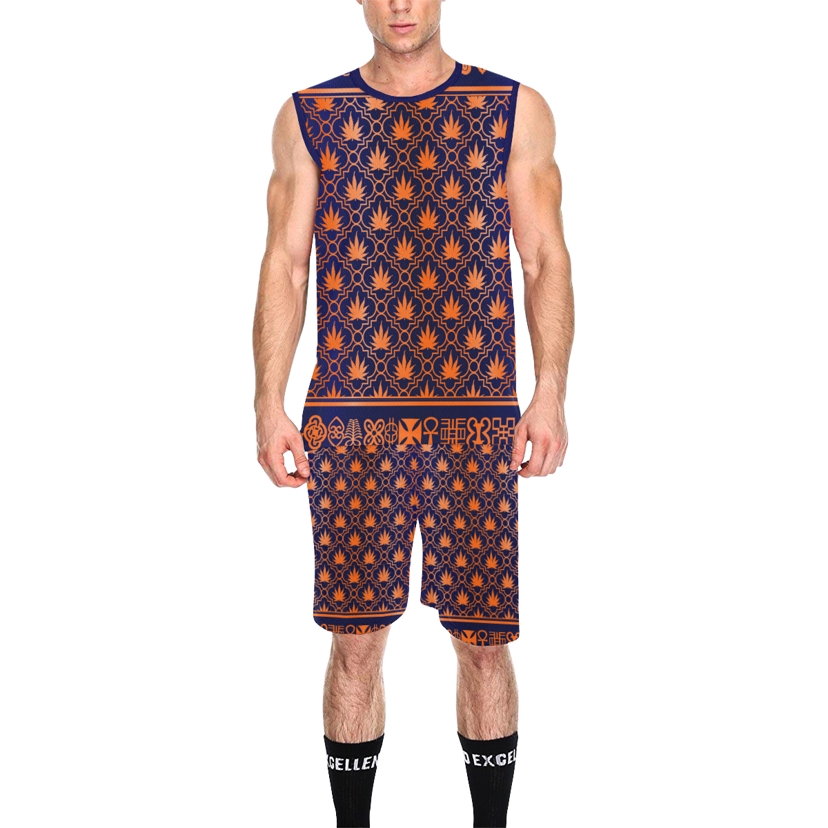 ADRINKRA ORANGE LEAF All Over Print Basketball Uniform