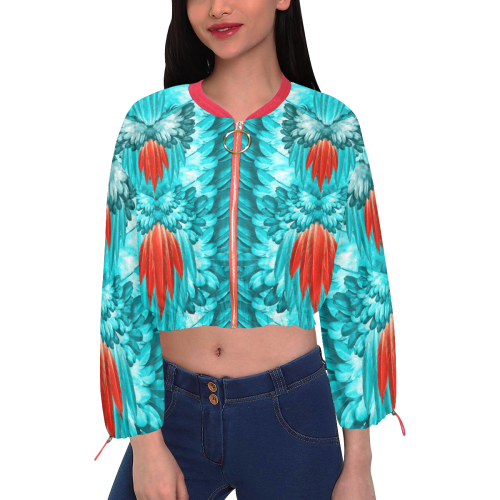 feathers Cropped Chiffon Jacket for Women (Model H30)