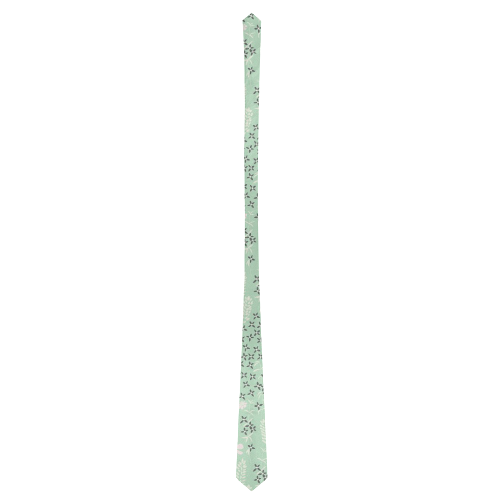 Mint Floral Pattern Classic Necktie (Two Sides)